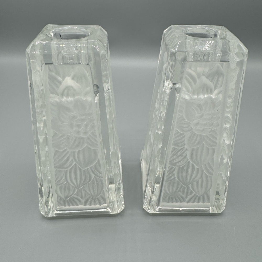 Pair of Party Lite Crystal Candle Stick Holders or Vases.